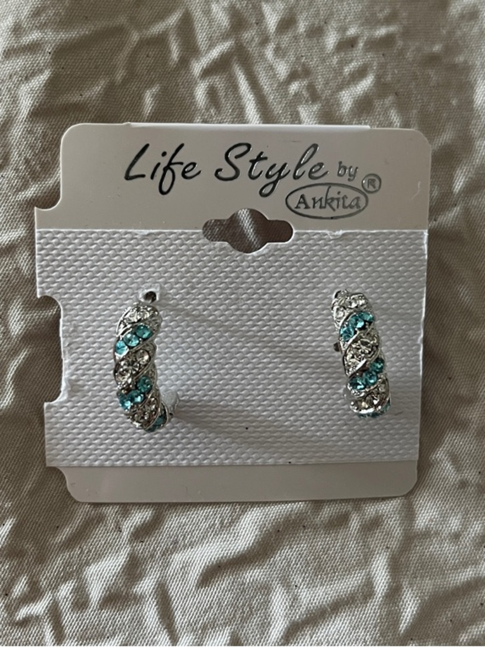 Life Style by Ankira Silver-Tone Turquoise Crystal Hoop Earrings